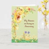 Jubileum van Pet Cat Yellow Flowers Kaart (Gele Bloem)