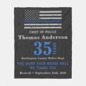 Jubileum van politie-aftredingscadeau met blauwe l fleece deken (Voorkant)