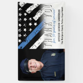 Jubileum van politie Pensionering Foto blauwe lijn Spandoek (Verticaal)