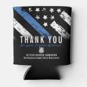 Jubileum van politie-pensionering met blauwe lijn  blikjeskoeler (Voorkant)