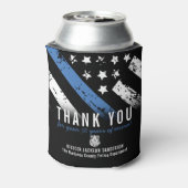 Jubileum van politie-pensionering met blauwe lijn  blikjeskoeler (Blikje Achterkant)