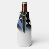 Jubileum van politie-pensionering met blauwe lijn  flesjeskoeler (Fles Achterkant)