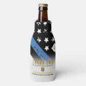 Jubileum van politie-pensionering met blauwe lijn  flesjeskoeler (Fles Voorkant)