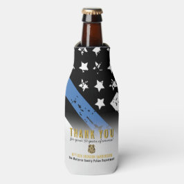 Jubileum van politie-pensionering met blauwe lijn  flesjeskoeler