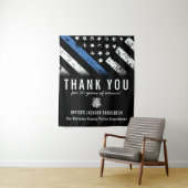 Jubileum van politie-pensionering met blauwe lijn wandkleed (In situ)