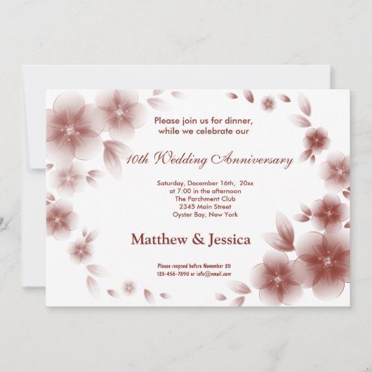 Jubileum van Red Cherry Blossom Kaart (Voorkant)