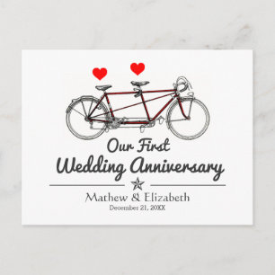  Jubileum van tandem Bicycle Custom Wedding  Briefkaart