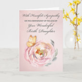 Jubileum van verlies geboorte dochter vlinder Roos Kaart (Gele Bloem)