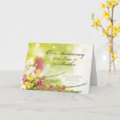 Jubileum van verlies van broer, dood, bloemen kaart (Gele Bloem)