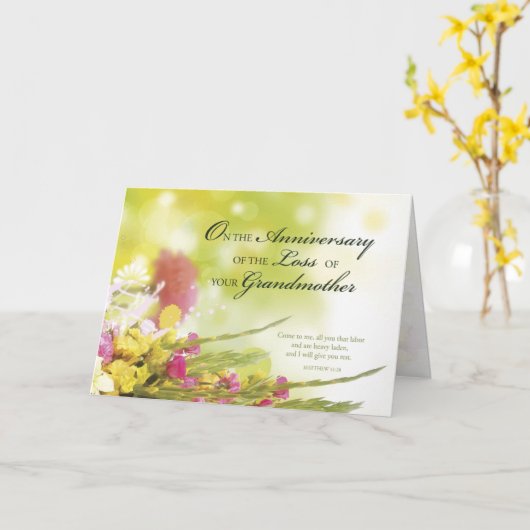 Jubileum van Verlies van Grootmoeder, Dood, Bloeme Kaart (Gele Bloem)