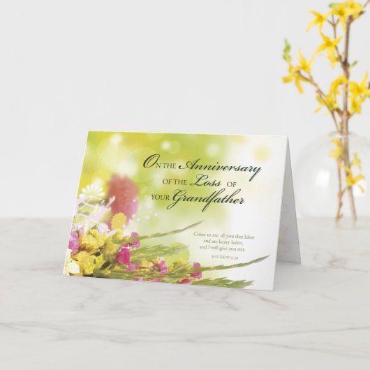 Jubileum van Verlies van Grootvader, Dood, Bloemen Kaart (Gele Bloem)
