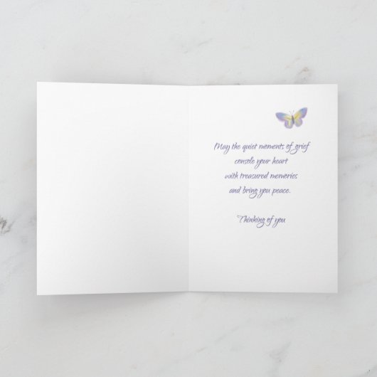 Jubileum van Verlies Waterverf Bloem w / Vlinder Kaart (Binnen)