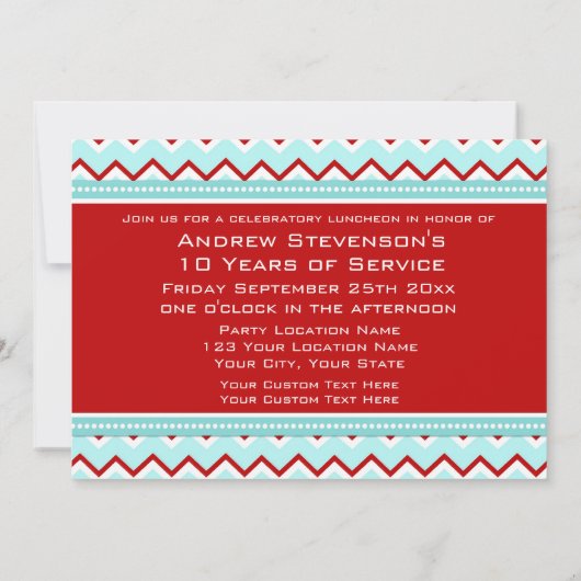 Jubileum van werknemers Luncheon Uitnodigingen (Achterkant)