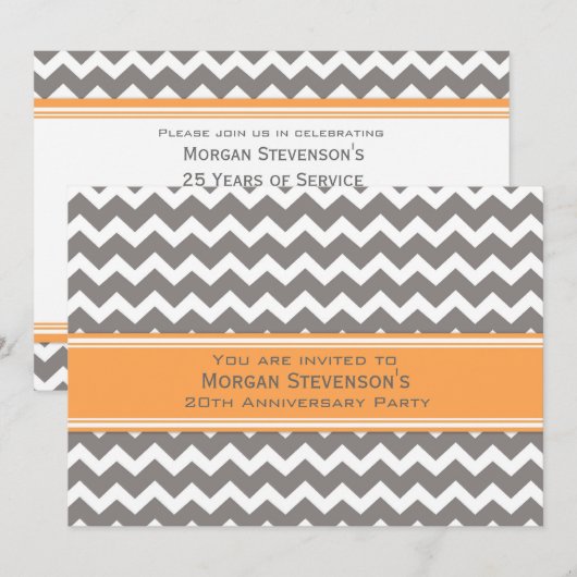 Jubileum van werknemers Uitnodiging grijs blauw (Voorkant / Achterkant)