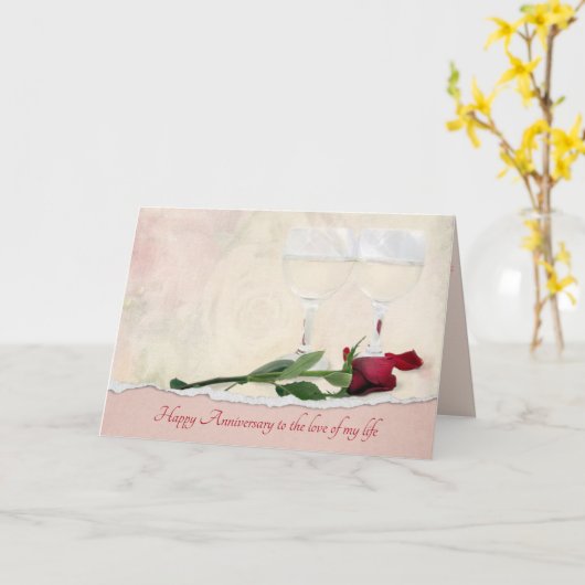 Jubileum van wijn en rode rozenwijn kaart (Gele Bloem)