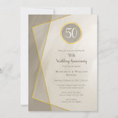 jubileum verjaardag 50e antiek grijs gouden lijst kaart (Voorkant)