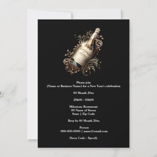 Jubileum Verjaardag Mousserende Wijn Kaart (Achterkant)