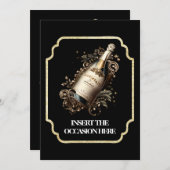 Jubileum Verjaardag Mousserende Wijn Kaart (Voorkant / Achterkant)