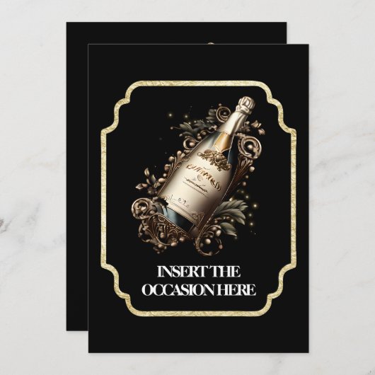 Jubileum Verjaardag Mousserende Wijn Kaart (Voorkant / Achterkant)