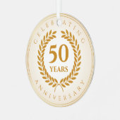 Jubileum vieren. Gold-gepersonaliseerd Metalen Ornament (Voorkant links)