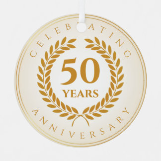 Jubileum vieren. Gold-gepersonaliseerd Metalen Ornament