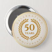 Jubileum vieren. Gold-gepersonaliseerd Ronde Button 4,0 Cm (Voorkant /achterkant)