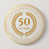 Jubileum vieren. Gold-gepersonaliseerd Ronde Button 4,0 Cm (Voorkant)