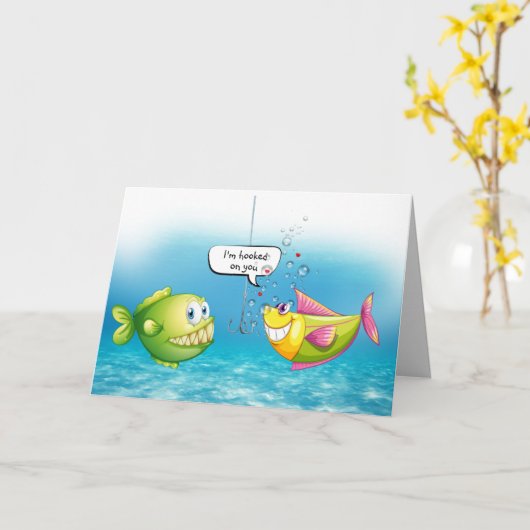 Jubileum vis in bubbels kaart (Gele Bloem)