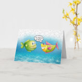 Jubileum vis in bubbels kaart (Gele Bloem)