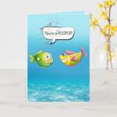 Jubileum Vis met Bubbles Kaart (Gele Bloem)