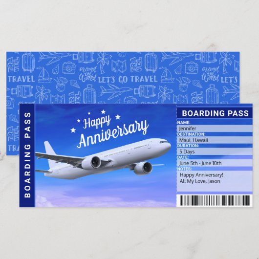 Jubileum Vliegtuig voor instapkaarten (Voorkant / Achterkant)