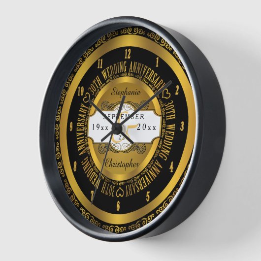 Jubileum voor 30e bruiloft, zwart en goud (Hoek)