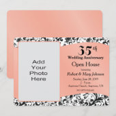 Jubileum voor 35e bruiloft met zwarte wervelkolom  kaart (Voorkant / Achterkant)