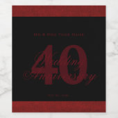 Jubileum voor 40e bruiloft - Eigen waslabel Wijn Etiket (Enkel label)