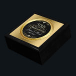 Jubileum voor 50e bruiloft zwart en glitter cadeaudoosje<br><div class="desc">Elegant zwart en goudglitter 50ste trouwdag met witte diamanten haren en aanpasbare tekst.</div>