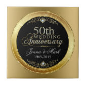 Jubileum voor 50e bruiloft zwart en glitter tegeltje (Voorkant)