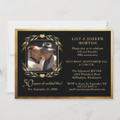 Jubileum voor 50e bruiloft zwart en goud Foto Kaart (Voorkant)