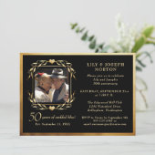 Jubileum voor 50e bruiloft zwart en goud Foto Kaart (Staand voorkant)