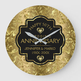 Jubileum voor 50e bruiloft zwart en gouden Damaske Grote Klok