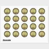 Jubileum voor 50e bruiloft zwart en gouden Damaske Ronde Sticker (Vel)