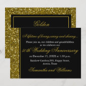 Jubileum voor 50e bruiloft zwart en goudglitter kaart (Voorkant / Achterkant)