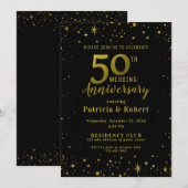 Jubileum voor 50e bruiloft zwart en goudglitter kaart (Voorkant / Achterkant)