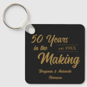 Jubileum voor 50ste bruiloft zwart en goud sleutelhanger (Voorkant)