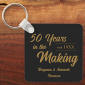 Jubileum voor 50ste bruiloft zwart en goud sleutelhanger (Voorkant)