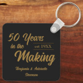 Jubileum voor 50ste bruiloft zwart en goud sleutelhanger (Achterkant)