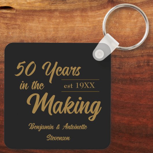 Jubileum voor 50ste bruiloft zwart en goud sleutelhanger (Achterkant)