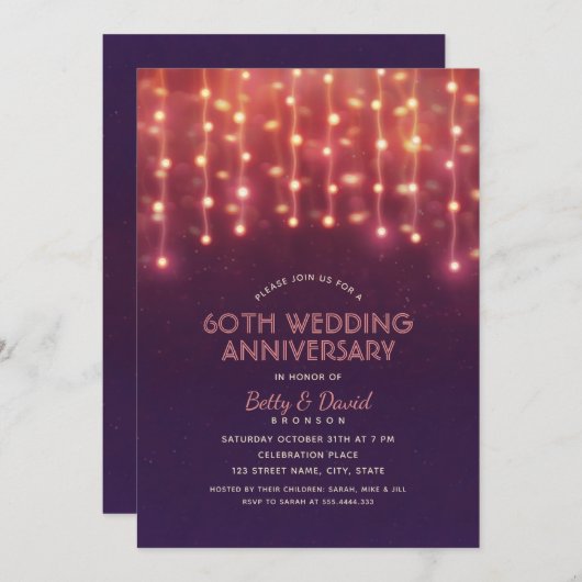 Jubileum voor 60e bruiloft van moderne partij kaart (Voorkant / Achterkant)