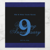 Jubileum voor 9e bruiloft Eigen wijn Wijn Etiket (Enkel label)