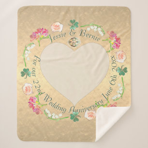 Jubileum voor aangepaste bruiloft Fresia Floral Sherpa Deken