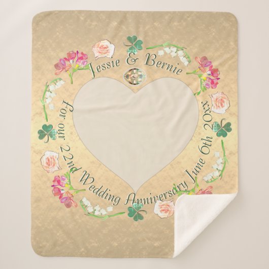 Jubileum voor aangepaste bruiloft Fresia Floral Sherpa Deken (Voorkant)